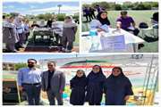 برپایی میز خدمت اندازه گیری فشار خون و قند خون در ورزشگاه اداره آموزش و پرورش ناحیه ۲ شهرستان ری، به مناسبت هفته سلامت